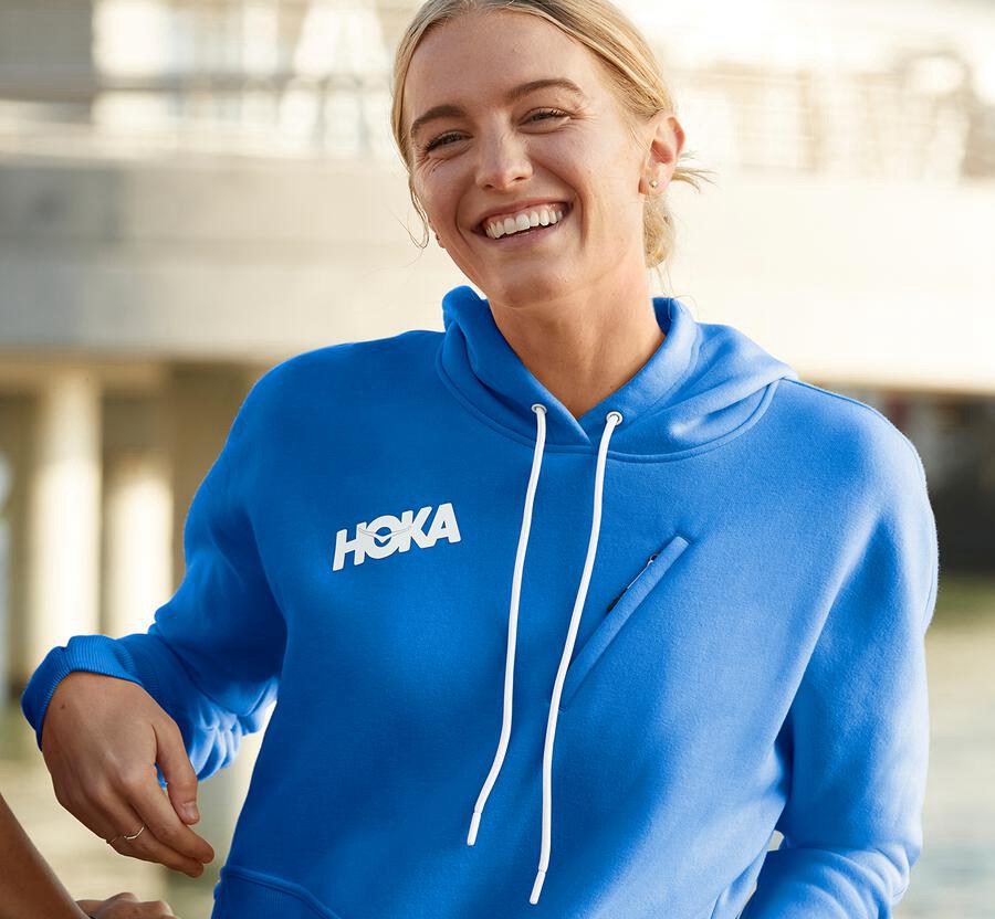 Hoka One One Womens Hoodie - Performance - Blue - MILR09275